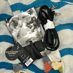 NWT K.Carroll Accessories Harper Crossbody Black Floral